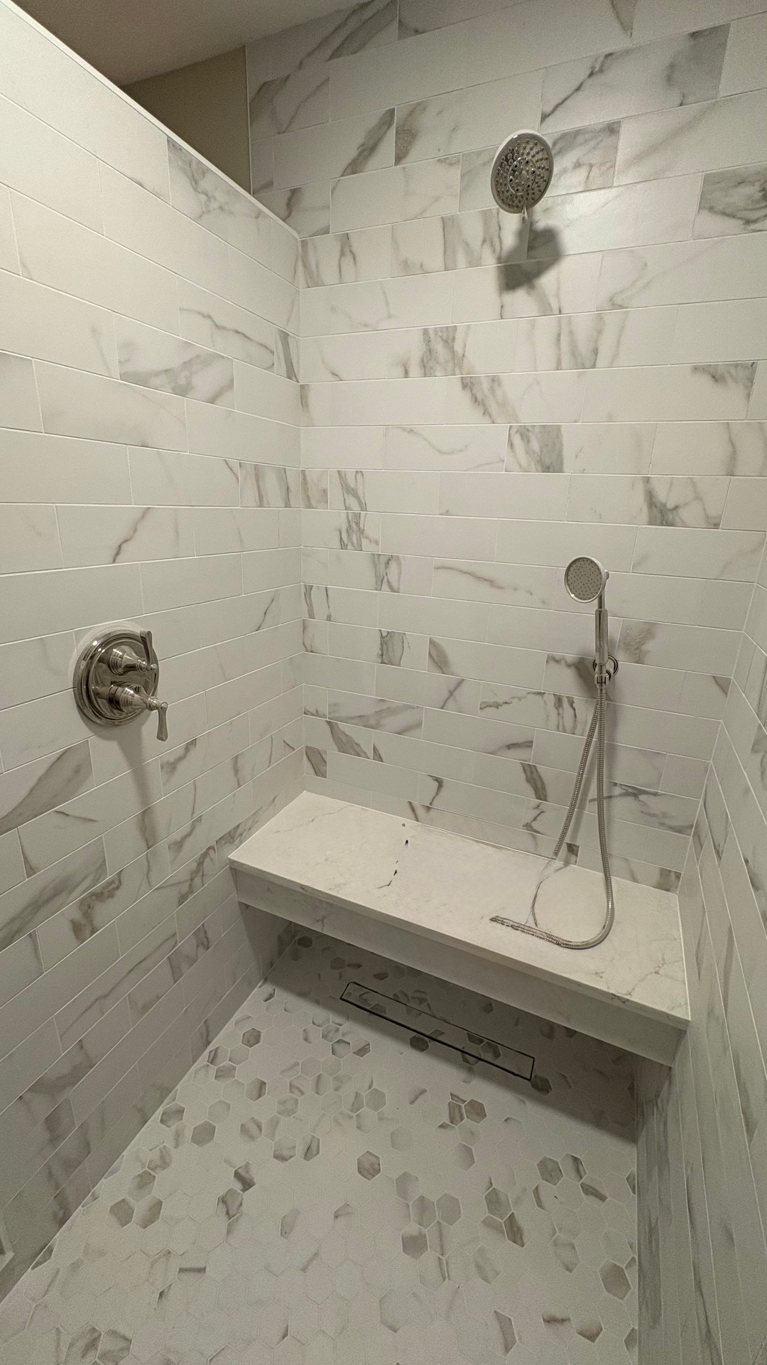 Veined Marble & Hex Floor